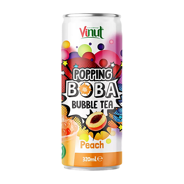 Vinut Popping Boba Bubble Tea Peach 320Ml