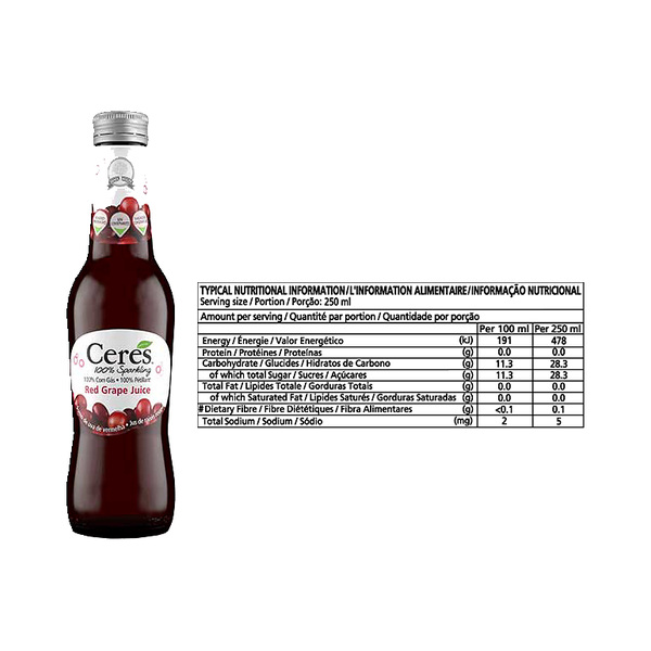 Ceres 100% Sparkling Red Grape Juice 275Ml