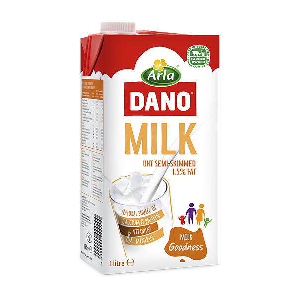 Arla Dano Uht Semi-Skimmed Milk 1Litre